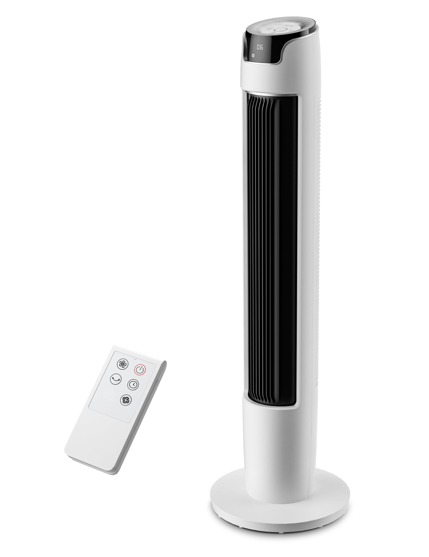 Midea FZ10-17JR Turmventilator Leise mit Fernbedienung 92CM, mobiler Lüfter,Ventilator Säulenventilator,7 Stunden Timer,3 Modi,3 Geschwindigkeiten,45W Standventilator,Schwarz