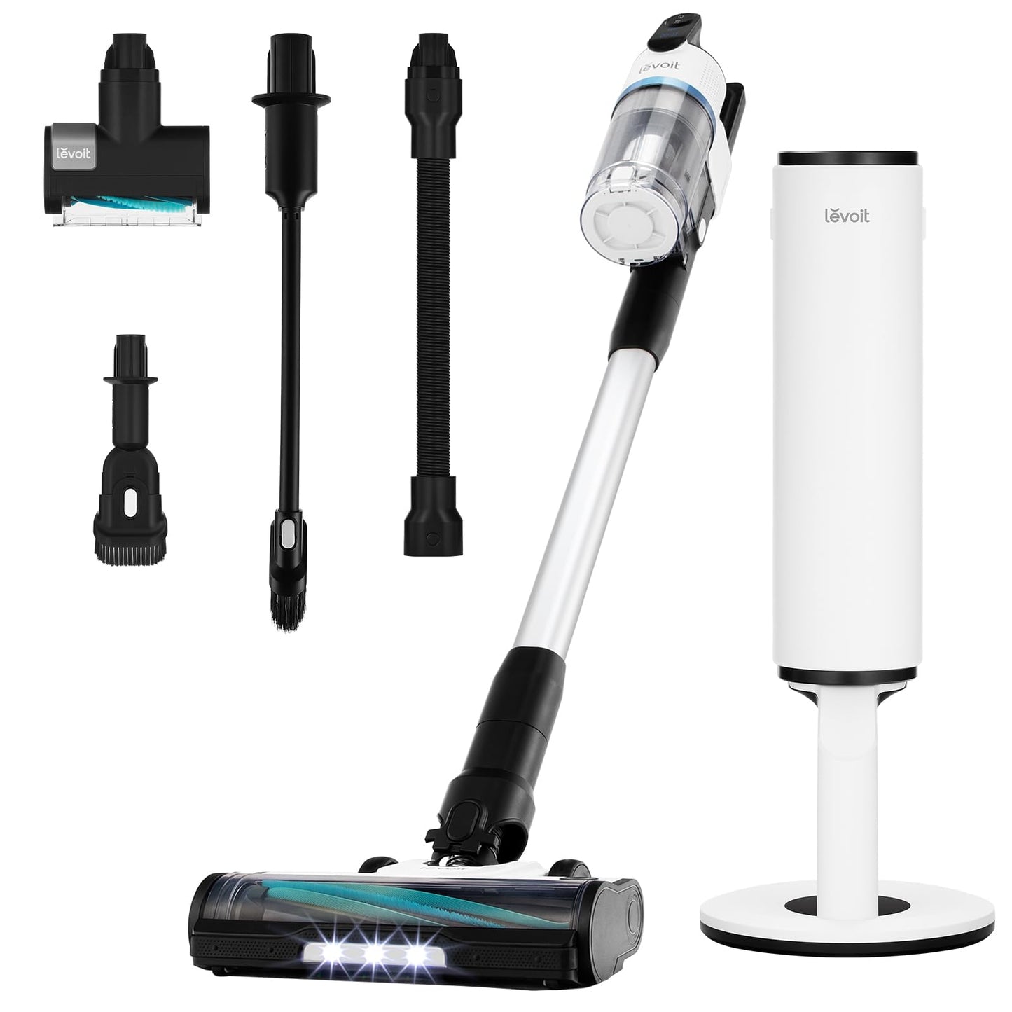 Levoit - Akku Staubsauger mit Tierhaardüse - Anti Haar Wrap - 4-in-1 Kabelloser Akkustaubsauger - 99,9 Prozent Filterleistung - Beutelloser Akkusauger für Teppich/Hartböden/Auto - max 50 min Laufzeit