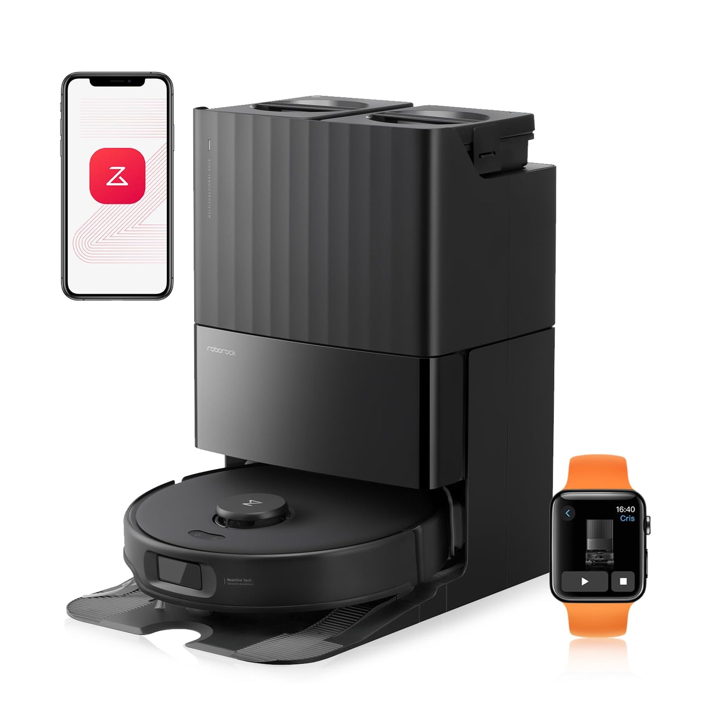 roborock Qrevo Edge Saugroboter mit Wischfunktion, Dual Anti-Tangle-System, AdaptiLift Chassis, 18.500Pa, FlexiArm Design Kantenreinigung, Hebarem Wischmopp, 75℃ Heißwasser-Moppwäsche, „Hello Rocky“