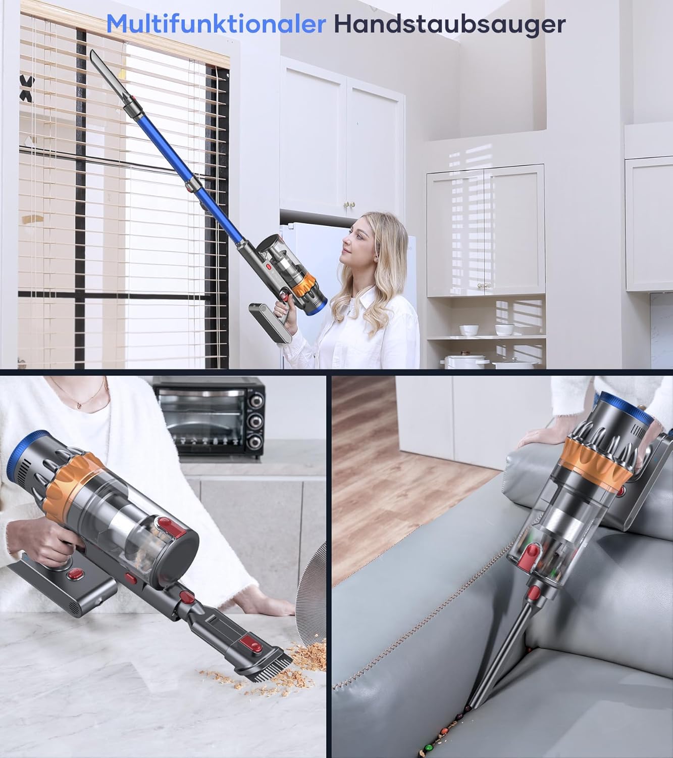 MIBODE Akku Staubsauger, 45000Pa/550W/70Mins Staubsauger Kabellos mit Smart Display, Staubsauger mit Automatikmodus & Anti-Verhedderung-Bürste für Teppich, Hartboden und Tierhaare