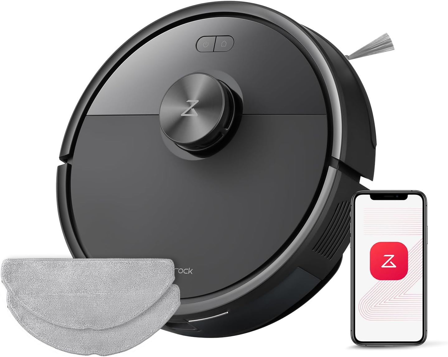 roborock Q7 M5-Set Saugroboter mit Wischfunktion, 10.000Pa Saugkraft, Dual Anti-Tangle-System, 150Min Laufzeit, LiDAR Navigation, Staubsauger Roboter für Teppich, Tierhaare, APP Steuerung (Schwarz)