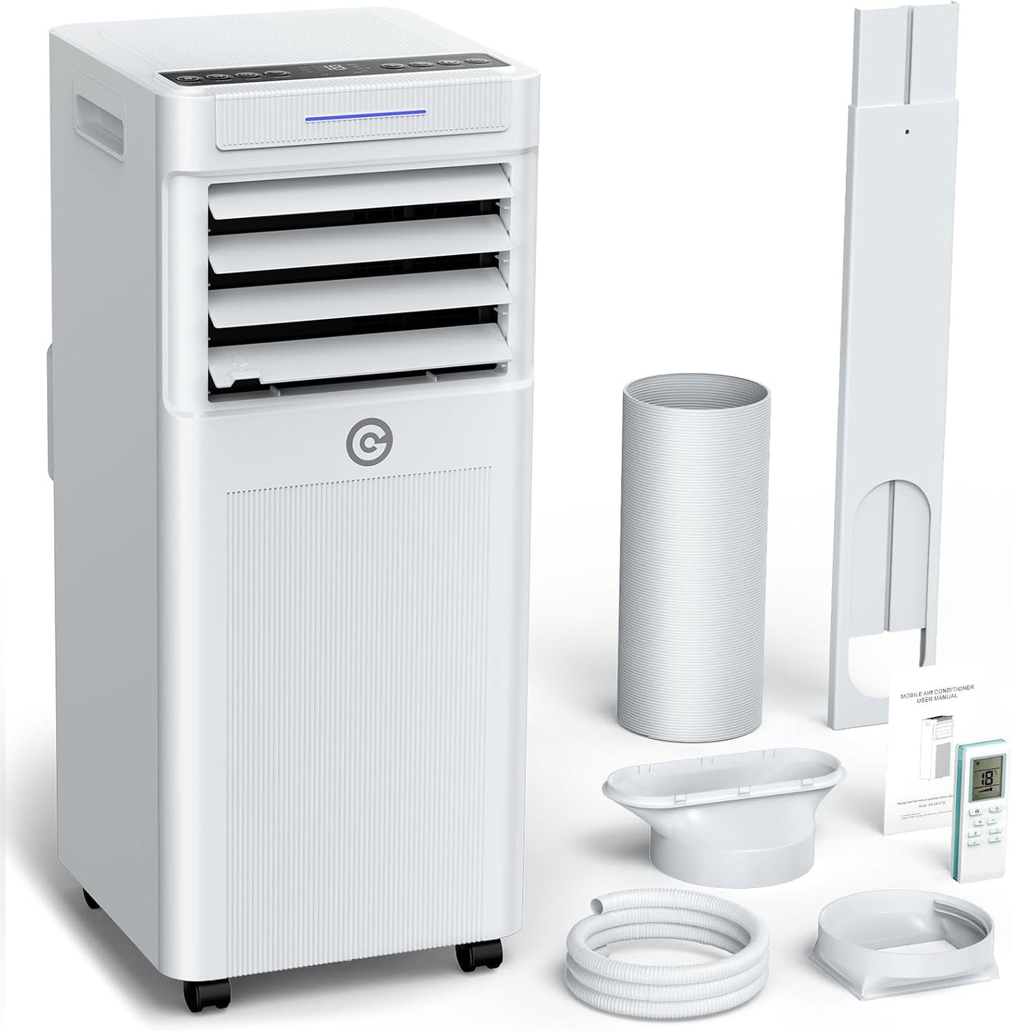 Klimaanlage Mobil 9000 BTU, 3-in-1 Mobile Klimaanlage mit Abluftschlauch,Kühlen,Entfeuchten, Luftzirkulation, LED Display&Fernbedienung, 24h-Timer, Leise&Energieeffizient, Für Räume bis zu 88 m³(33㎡)