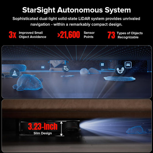 roborock Qrevo Slim Robot Vacuum and Mop Combo, 8.2cm Ultra-Slim, 3D Sensing Tech, Advanced Obstacle Recognition, Powerful Suction, FlexiArm Side Brush & Mop, Auto Mop Washing & Drying, Self-Emptying