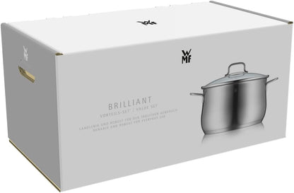 WMF Provence Plus Topfset Induktion 5-teilig, Kochtopf Set unbeschichtet mit Glasdeckel, für alle Herdarten geeignet, Induktions Töpfe Set, ohne Skalierung, Cromargan Edelstahl poliert
