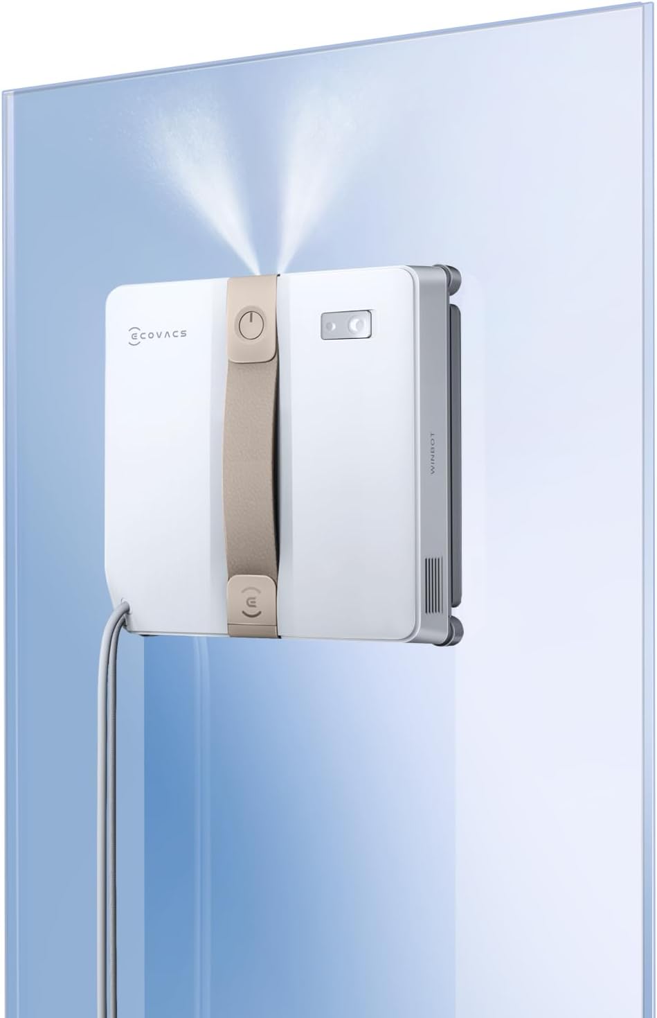 ECOVACS WINBOT MINI Fensterputzroboter, kompaktes Design, Doppel-Düsen mit Ultraschall-Zerstäubung, 9-Stufen-Schutzsystem, intelligente Pfadplanung, 4 Reinigungsmodi, Anti-Rutsch-System, Weiß