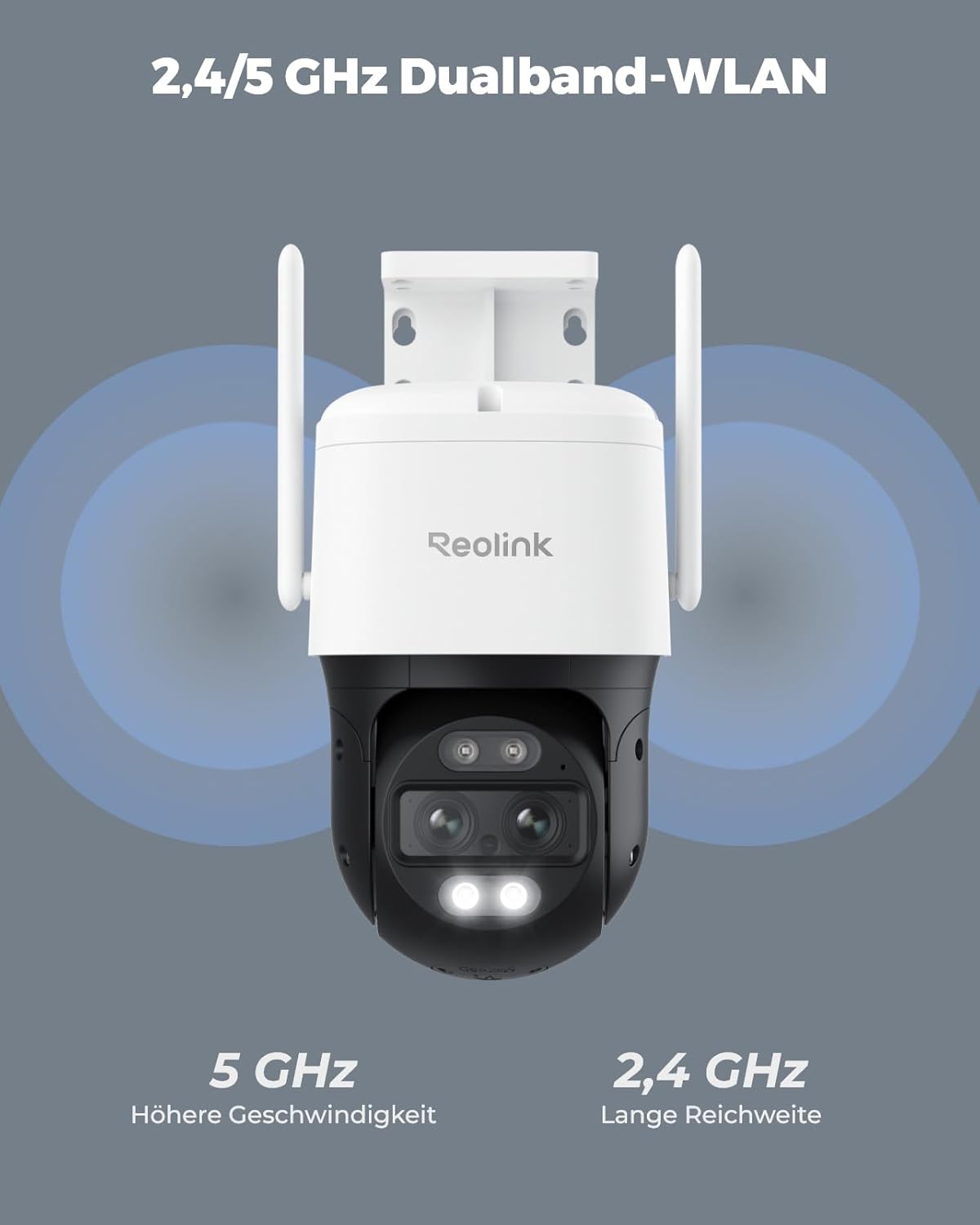 Reolink 4K 8MP Wi-Fi 6 PTZ Überwachungskamera Aussen mit Dual-Objektiv, Auto-Tracking, Smarte Personen-/Fahrzeug-/Tiererkennung, 6X Hybrid-Zoom, Farbnachtsicht, 2-Wege-Audio, TrackMix WiFi