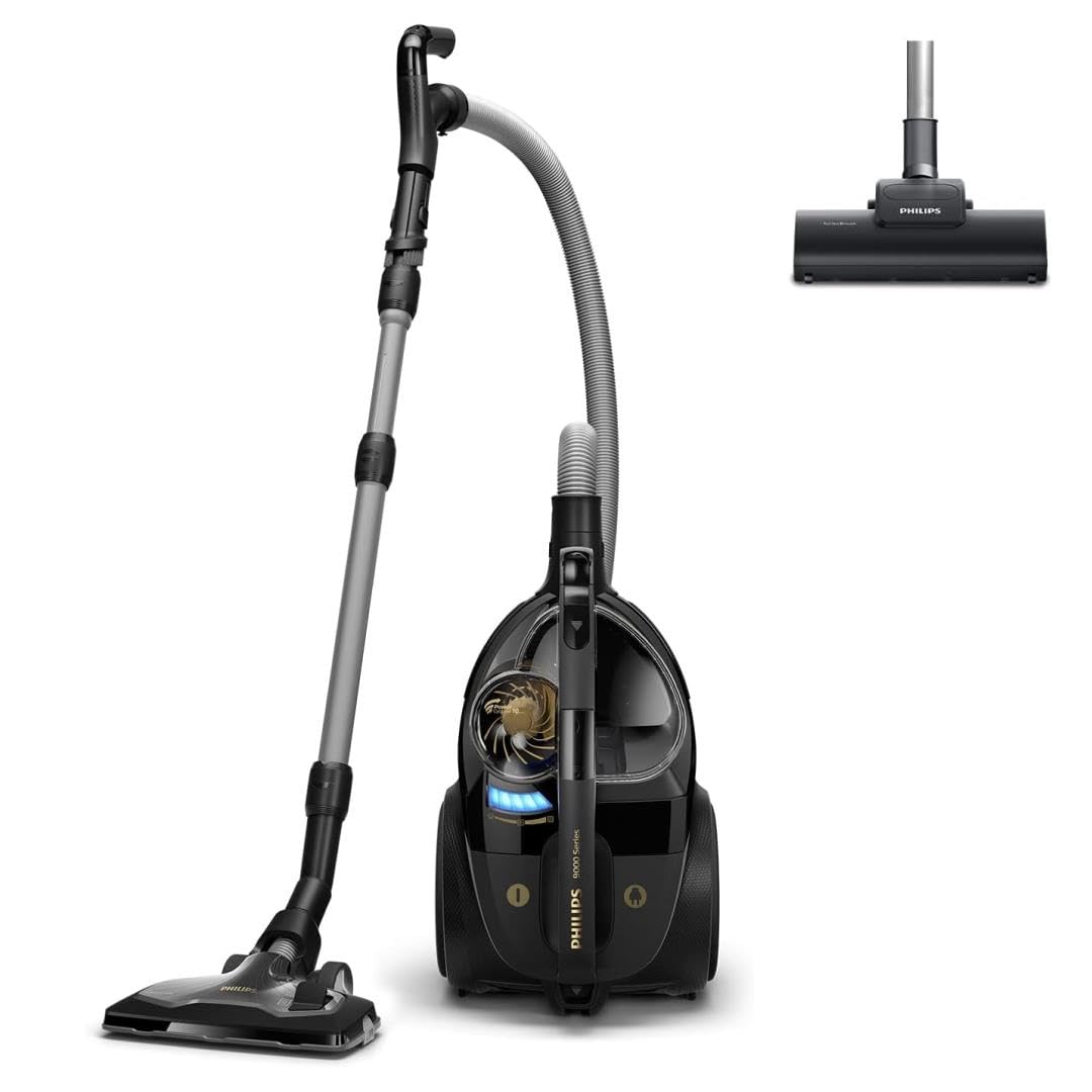 Philips PowerPro Compact Staubsauger – Leicht, Kabellos und Beutellos, 900 W Saugleistung, TriActive Düse Für Hartböden und Teppich, Allergy H13 HEPA-Filter, PowerCyclone 5 Technologie (FC9332/09)