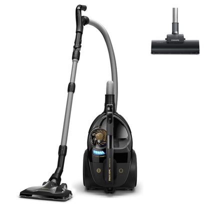 Philips PowerPro Compact Staubsauger – Leicht, Kabellos und Beutellos, 900 W Saugleistung, TriActive Düse Für Hartböden und Teppich, Allergy H13 HEPA-Filter, PowerCyclone 5 Technologie (FC9332/09)