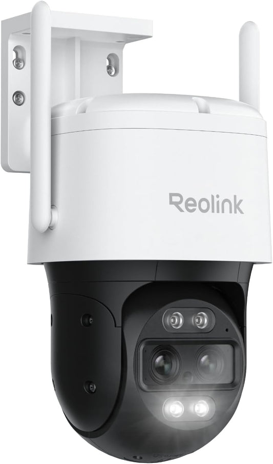 Reolink 4K 8MP Wi-Fi 6 PTZ Überwachungskamera Aussen mit Dual-Objektiv, Auto-Tracking, Smarte Personen-/Fahrzeug-/Tiererkennung, 6X Hybrid-Zoom, Farbnachtsicht, 2-Wege-Audio, TrackMix WiFi