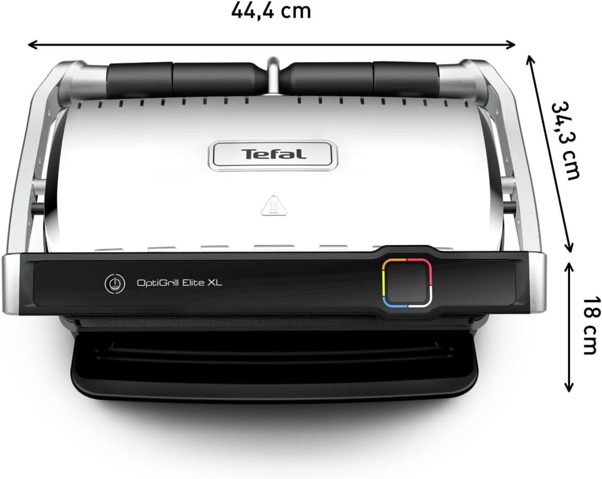 Tefal OptiGrill Elite XL Kontaktgrill, 16 Programme, Digitales Display mit Garstufenanzeige, abnehmbare XL-Platten, Grillboost-Funktion, intuitive Bedienung, Elektrogrill, Edelstahl, GC760D12