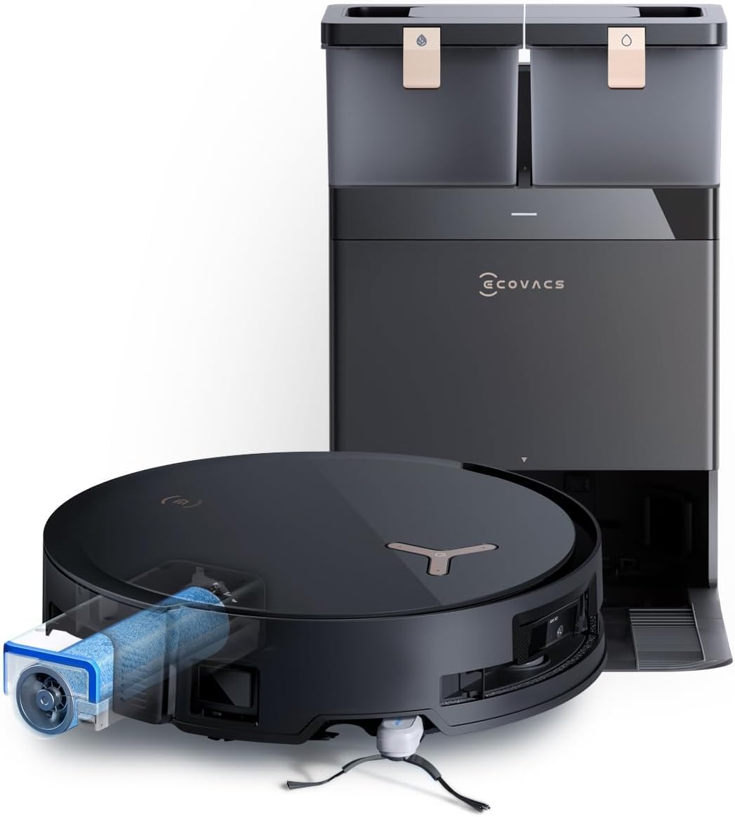 ECOVACS DEEBOT X8 PRO Omni Saugroboter mit Wischfunktion, OZMO Roller mit kontinuierliches Wischen & Selbstreinigung, 18.000 Pa, 12-in-1 Station, 40–75 °C Heißwasser-Moppreinigung, YIKO-GPT