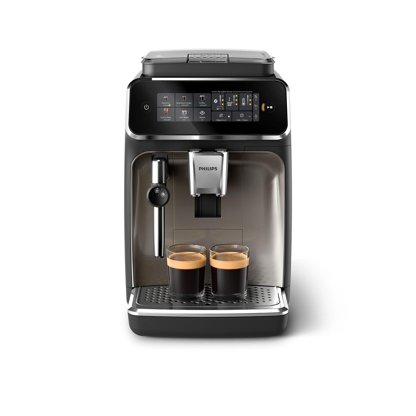 Philips Serie 2200 Kaffeevollautomat – 2 Kaffeesorten, Klassischer Milchaufschäumer, Intuitives Touchdisplay, 100% Keramikmahlwerk, mattes Schwarz (EP2220/10)