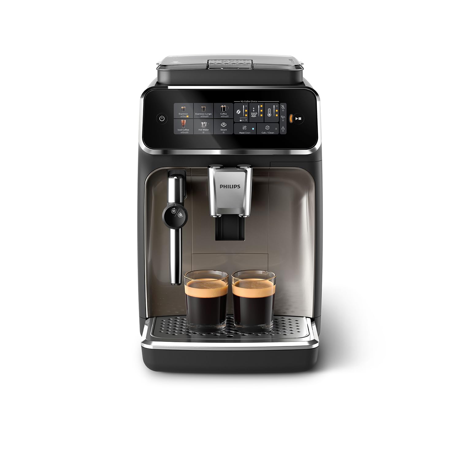 Philips Serie 2200 Kaffeevollautomat – 2 Kaffeesorten, Klassischer Milchaufschäumer, Intuitives Touchdisplay, 100% Keramikmahlwerk, mattes Schwarz (EP2220/10)