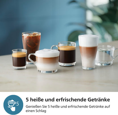 Philips 3300 Series Kaffeevollautomat - 5 Getränke, Intuitives Touch-Display, Klassischer Milchaufschäumer, SilentBrew, 100% Keramikmahlwerk, AquaClean Filter. Schwarzchrom (EP3326/90)