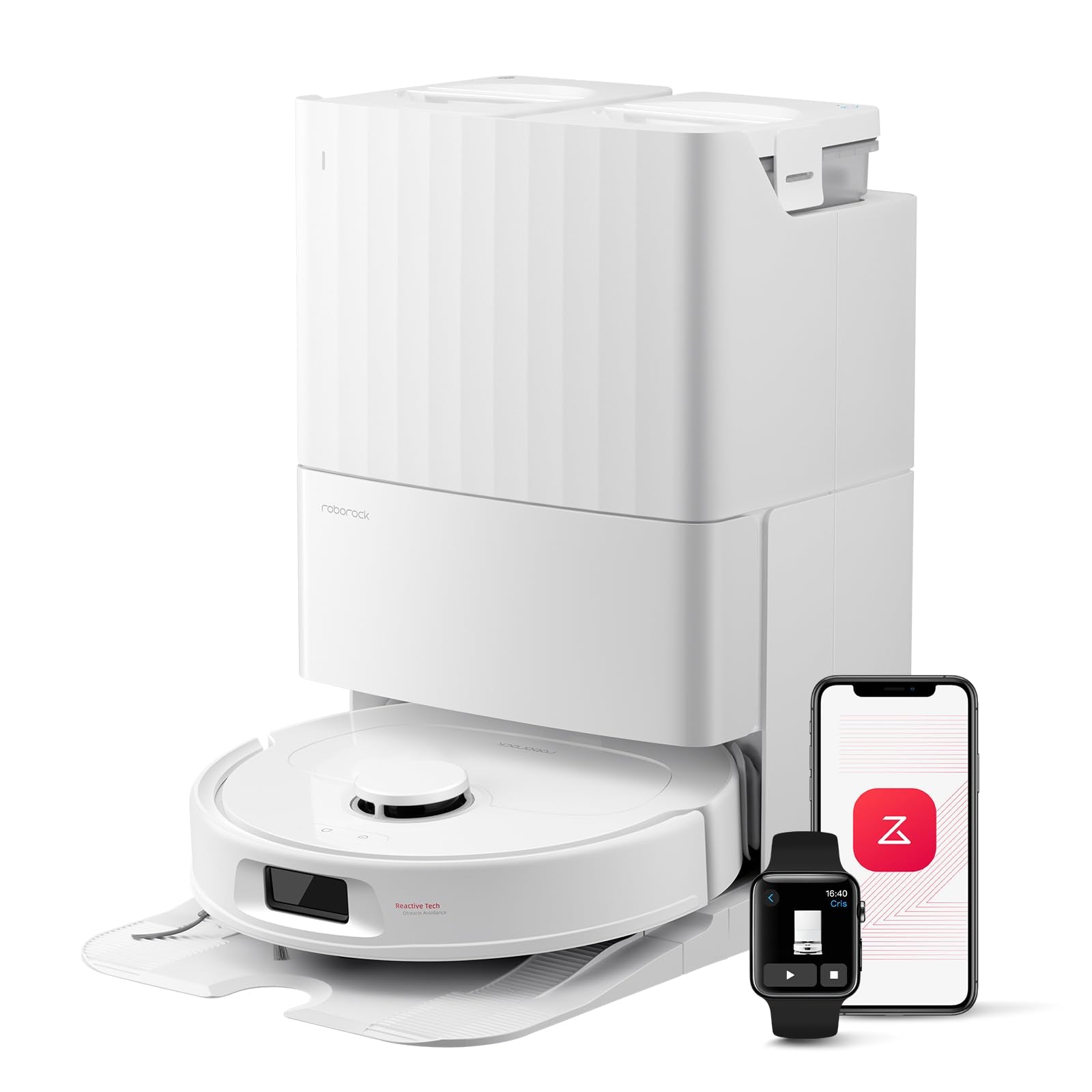 roborock QV 35S-Set Saugroboter mit Wischfunktion, 10.000 Pa HyperForce Saugkraft, Anti-Tangle-Bürsten, Anhebbare Schleudermopps, Intelligente Hindernisvermeidung, All-in-One Dock (Schwarz)