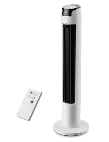 Midea FZ10-17JR Turmventilator Leise mit Fernbedienung 92CM, mobiler Lüfter,Ventilator Säulenventilator,7 Stunden Timer,3 Modi,3 Geschwindigkeiten,45W Standventilator,Schwarz