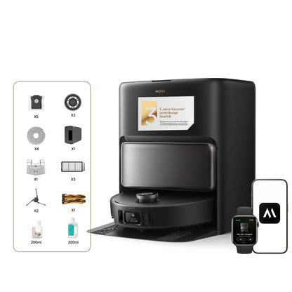 Mova V50 Ultra Complete Saugroboter mit Wischfunktion, Einer Saugkraft von 24.000 Pa, anhebbare Navigation mit 6 cm Hindernisüberwindung und Warmwasser-Wischen mit DuoSolution-System, weiß