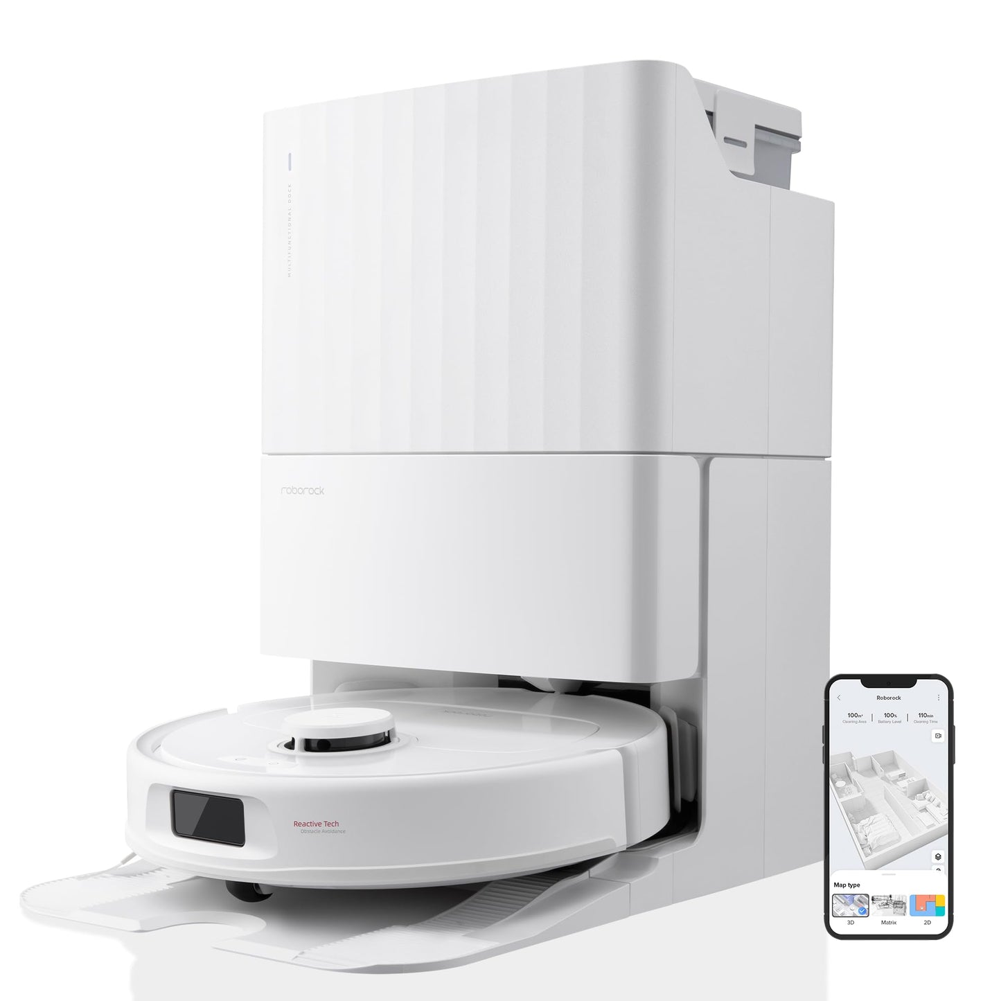 roborock Qrevo Serie Saugroboter mit Wischfunktion, 8000Pa Saugkraft(verbessert von Qrevo S), Anti-Verfilzungs-Seitenbürste, Hindernisvermeidung, LiDAR-Navigation, All-in-One Dock, Weiß(QV 35A Set)