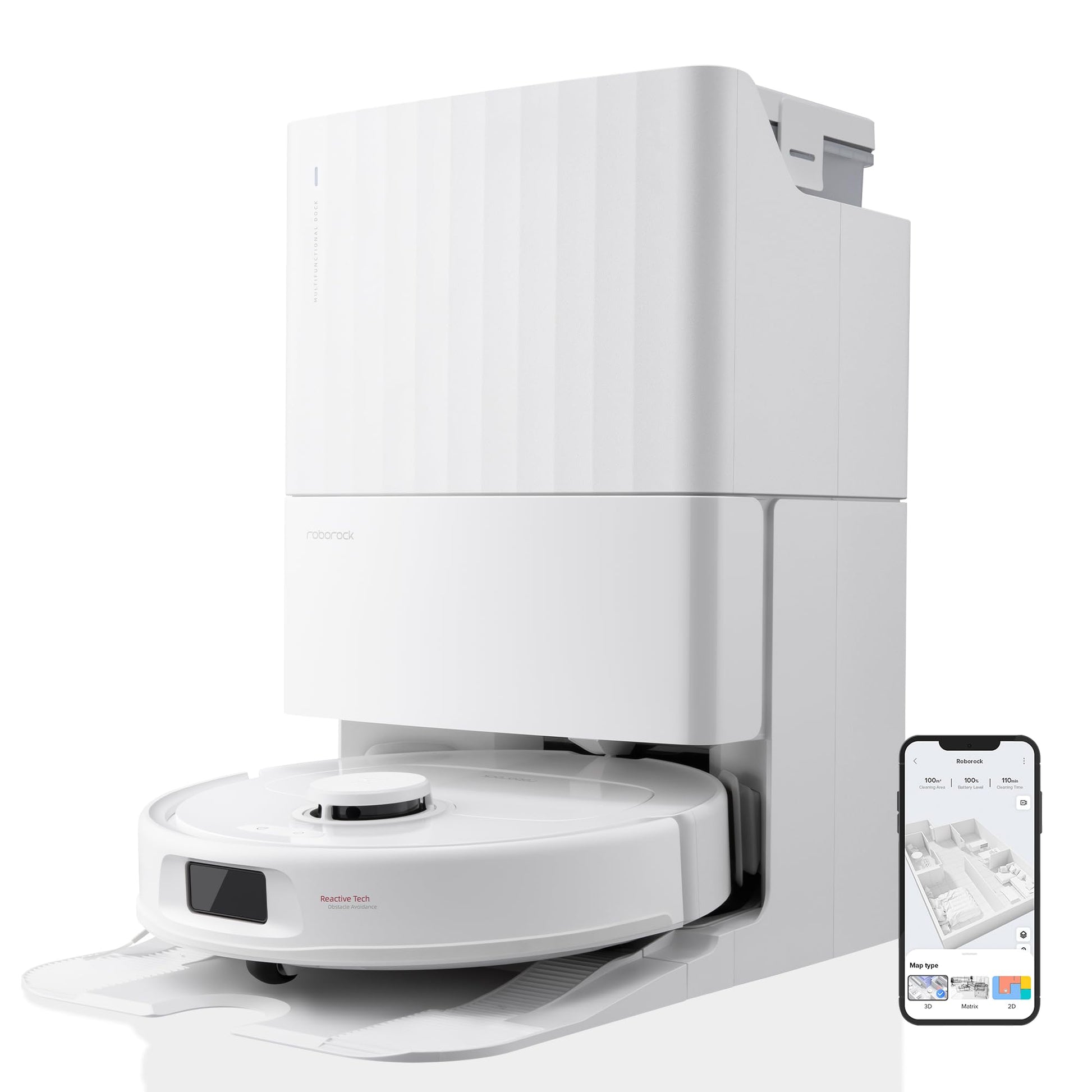 roborock Qrevo Serie Saugroboter mit Wischfunktion, 8000Pa Saugkraft(verbessert von Qrevo S), Anti-Verfilzungs-Seitenbürste, Hindernisvermeidung, LiDAR-Navigation, All-in-One Dock, Weiß(QV 35A Set)