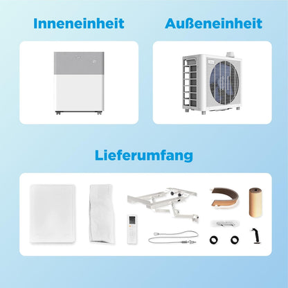 Midea Portasplit Klimaanlage, Mobile Wärmepumpe, Kühlen A++/Heizen A+, 12000 BTU 3, 5kW, für Räume bis zu 42 m² / 105 m³, nur 39 dB(A) im Silent-Modus