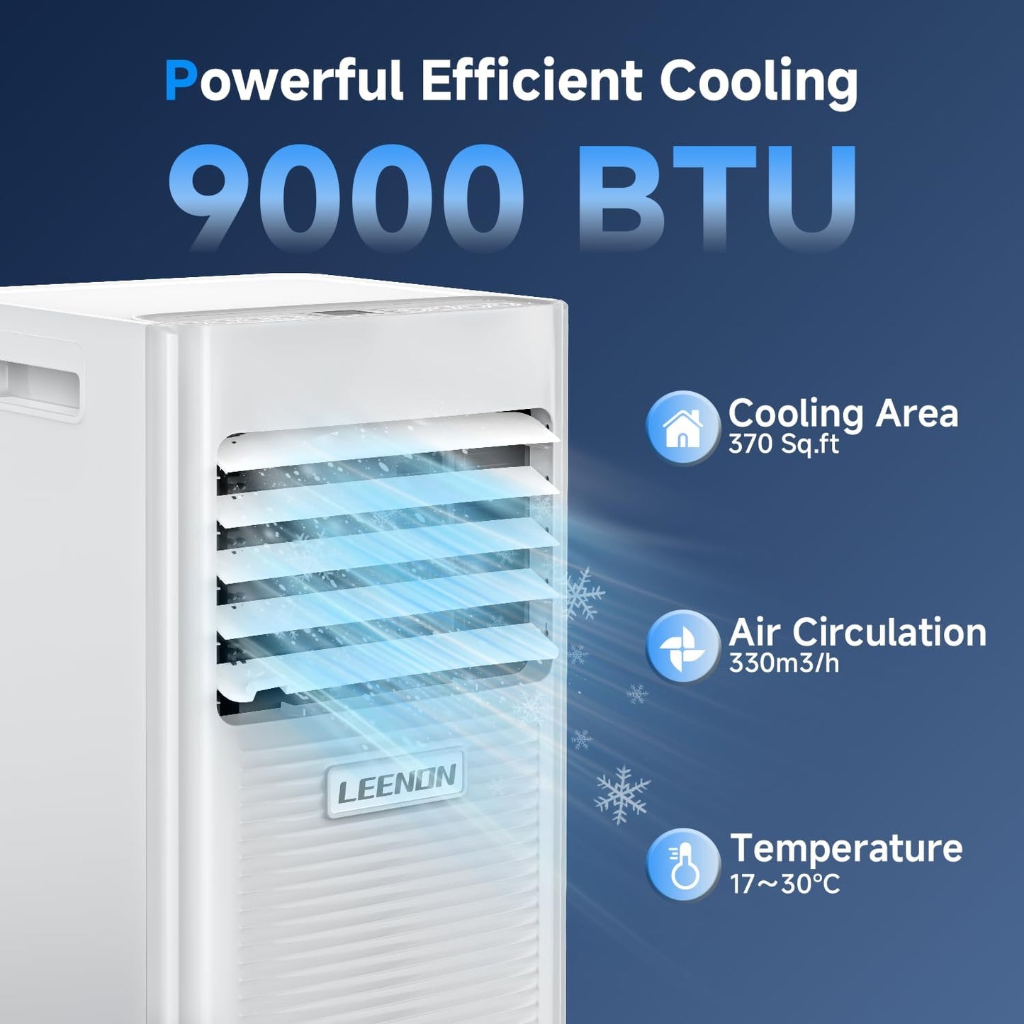 Klimaanlage Mobil 9000 BTU, LEENON Mobil Klimagerät 4 in 1 Kühlen Entfeuchten Ventilato& Schlafmodus, 2.6KW Mobile Klimaanlage mit Abluftschlauch, Fernbedienung/24h Time für Zuhause Bür bis zu 35 m²