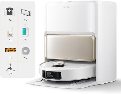 Mova V50 Ultra Complete Saugroboter mit Wischfunktion, Einer Saugkraft von 24.000 Pa, anhebbare Navigation mit 6 cm Hindernisüberwindung und Warmwasser-Wischen mit DuoSolution-System, weiß