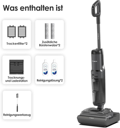 Tineco Floor ONE S7 Stretch Ultra Nass Trockensauger, 180° Lay-Flat Nasssauger, 85°C 5 Min Flashdry-Selbstreinige, 50 Min Laufzeit, DualBlock Anti-Tangle, Beide Kantenreinigen, Reinigen unter Möbeln