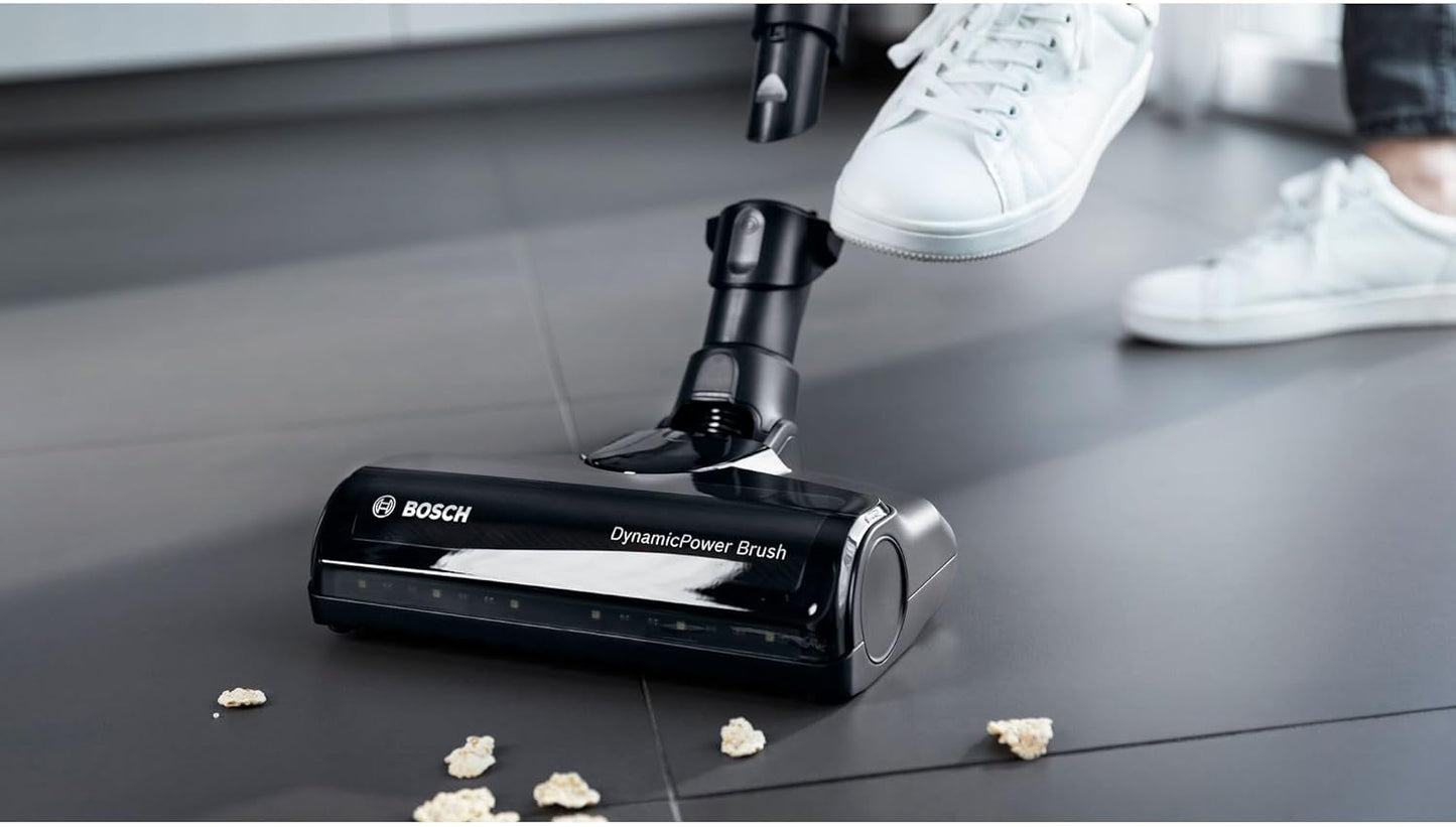 Bosch Akku-Staubsauger Unlimited 7 BSS711W, kabelloser Handstaubsauger, beutellos, Wechselakku, Knickrohr, Hygiene-Filter, 10 Jahre Motorgarantie, XXL-Polsterdüse, LED-Beleuchtung, Turbostufe, weiß