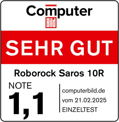 roborock Saros 10R Saugroboter mit Wischfunktion&angebbarem Wischmopp, 7,98cm Ultra-Slim Design, StarSight System 2.0, Zero-Tangle System
