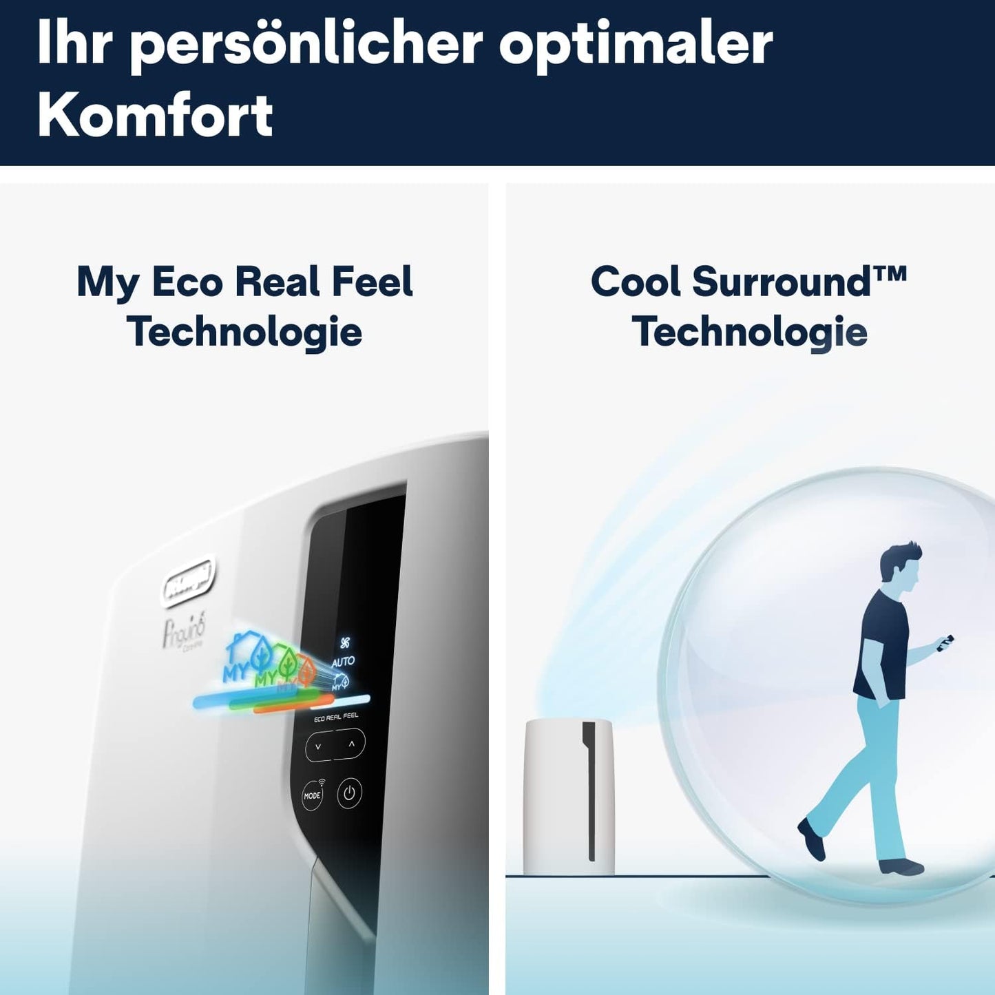 De'Longhi Pinguino PAC EL112 CST WiFi, Mobile Klimaanlage mit MyEcoRealFeel-Technologie für Räume bis zu 110 m³,11.000 BTU/h, 2,9 kW, 63 dB, Entfeuchtungsfunktion, A+, App- und Sprachsteuerung, Weiß