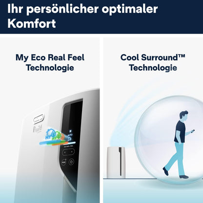 De'Longhi Pinguino PAC EL112 CST WiFi, Mobile Klimaanlage mit MyEcoRealFeel-Technologie für Räume bis zu 110 m³,11.000 BTU/h, 2,9 kW, 63 dB, Entfeuchtungsfunktion, A+, App- und Sprachsteuerung, Weiß