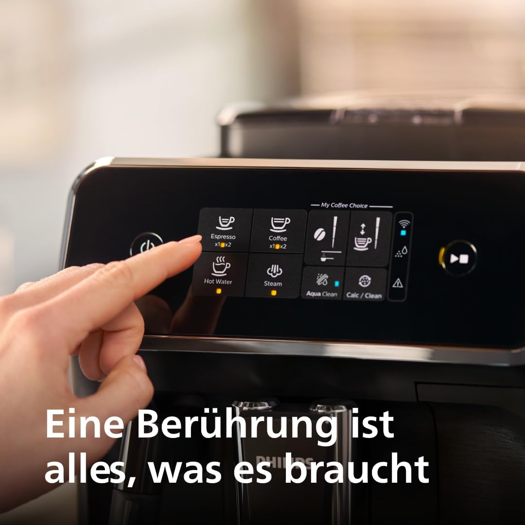 Philips Serie 2200 Kaffeevollautomat – 2 Kaffeesorten, Klassischer Milchaufschäumer, Intuitives Touchdisplay, 100% Keramikmahlwerk, mattes Schwarz (EP2220/10)