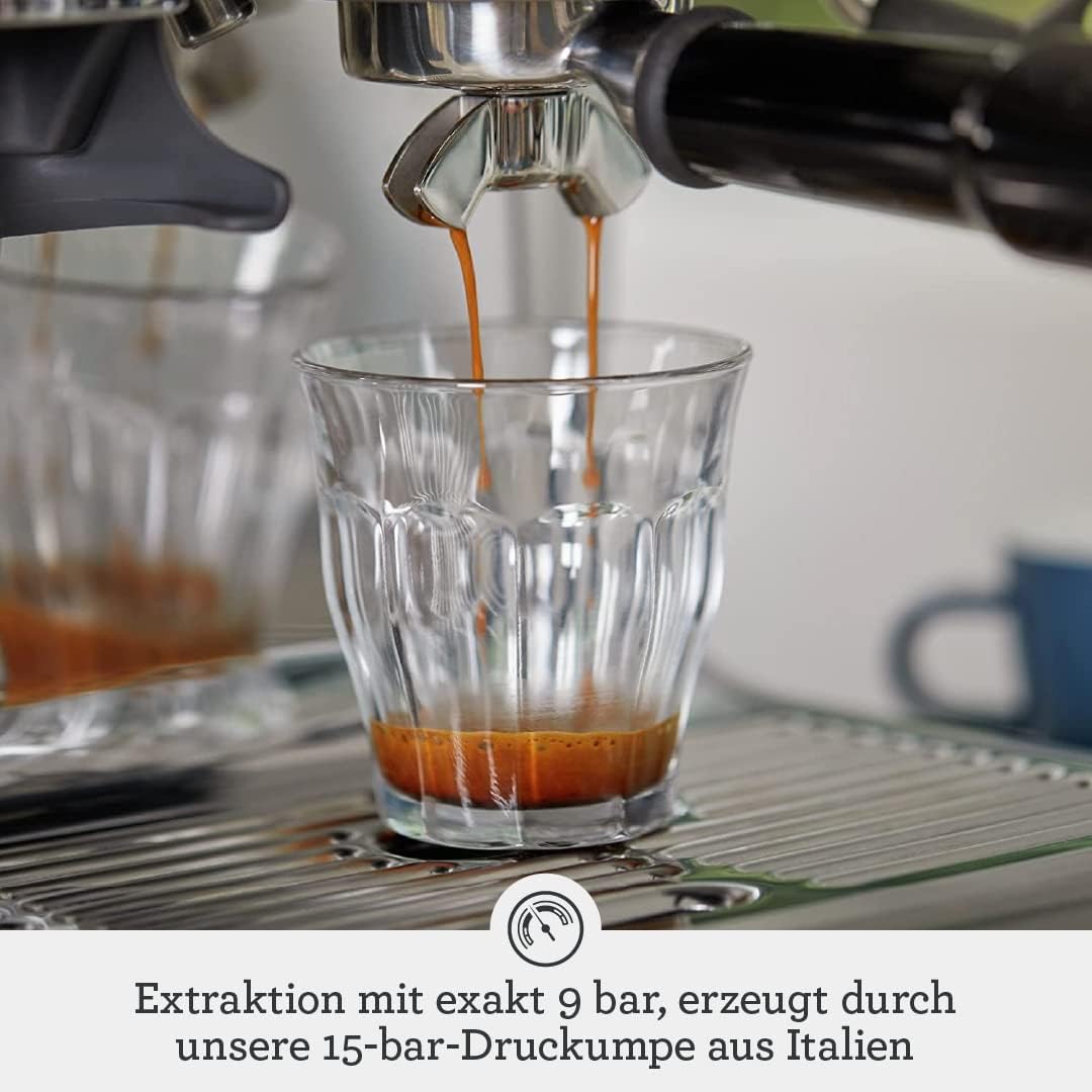 Sage - The Barista Express - Kaffeemaschine mit manuellem Milchaufschäumer & integriertem Mahlwerk - 16 Mahlgradeinstellungen, automatisches Mahlen, individueller Milchschaum - Gebürsteter Edelstahl