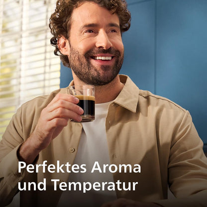 Philips Serie 5500 Kaffeevollautomat – LatteGo Milchsystem, 20 heiße und kalte Kaffeespezialitäten, 40% leiser mit SilentBrew, QuickStart, Grau (EP5544/50)