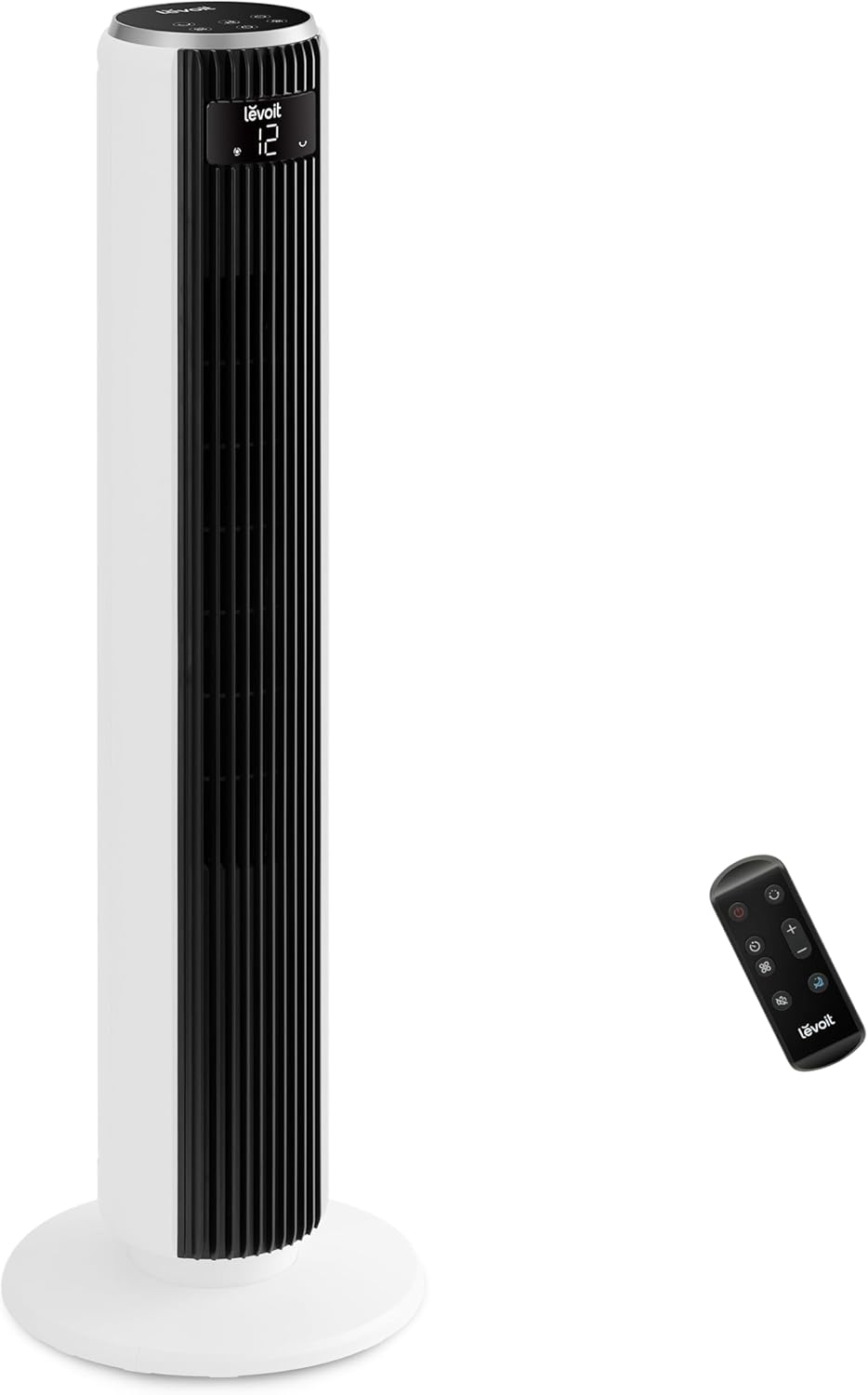Levoit - DC Motor Turmventilator - 20dB sehr leiser Ventilator - 4 Modi/12 Stufen/12 Std Timer - Fan mit Fernbedienung & Kühlung - Tower Fan mit 7,9m/s Geschwindigkeit - 24W Standventilator
