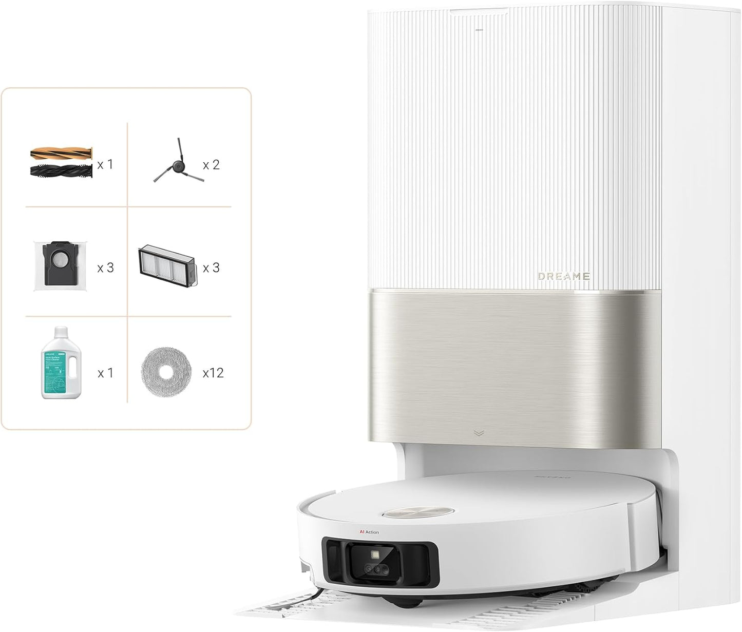 dreame X50 Ultra Complete Saugroboter mit Wischfunktion,20.000Pa Saugkraft,6 cm Hindernisfreiheit, mit Wischfunktion&Hebarem Wischmopp,KI-Hindernisvermeidung und 360° Navigation