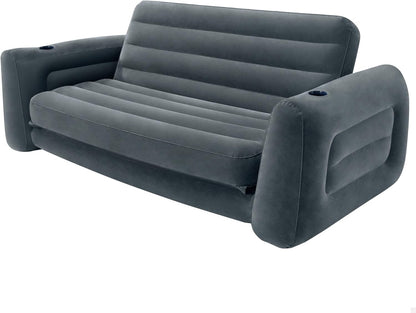 Intex 66552NP – Aufblasbares Schlafsofa, 2-Sitzer, Vinyl, Dunkelgrau, 203 x 224 x 66 cm