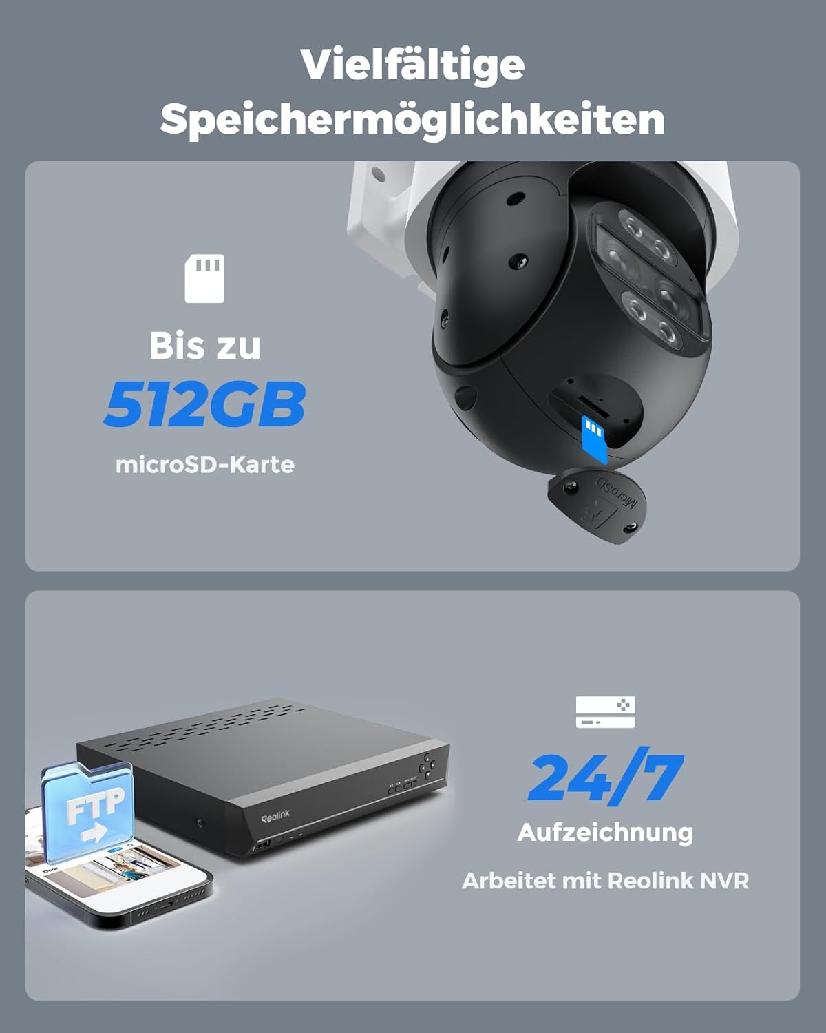 Reolink 4K 8MP Wi-Fi 6 PTZ Überwachungskamera Aussen mit Dual-Objektiv, Auto-Tracking, Smarte Personen-/Fahrzeug-/Tiererkennung, 6X Hybrid-Zoom, Farbnachtsicht, 2-Wege-Audio, TrackMix WiFi