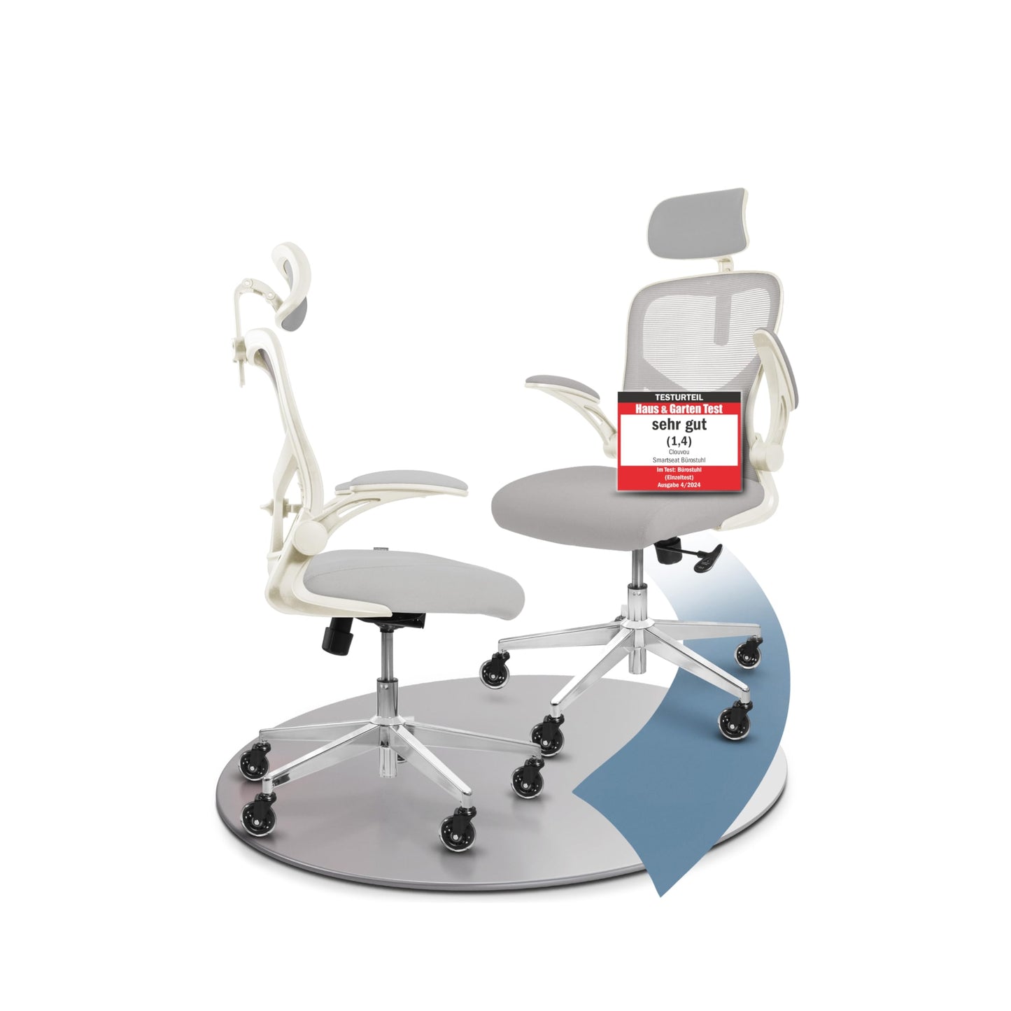 CLOUVOU CleverSeat Bürostuhl Ergonomisch [TESTSIEGER] Schreibtischstuhl 100% individuell einstellbar | Büro Stuhl & Gaming Stuhl | Computerstuhl Home Office Chair Ergonomic | Drehstuhl 150 kg