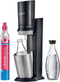 SodaStream Wassersprudler CRYSTAL 3.0 mit Quick-Connect CO2-Zylinder| inkl. 2x 0,8L CRYSTAL Glasflasche | Farbe: Titan