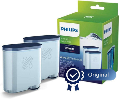 Philips AquaClean Filter, Kalkschutz, natürliche Kalkentfernung, verbesserter Kaffeegeschmack, einfache Installation, bis zu 5.000 Tassen ohne Entkalken, Click&Go-System, 2x Filter im Set (CA6903/22)