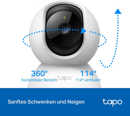 Tapo TP-Link C200 360°-WLAN-Überwachungskamera für den Innenbereich, FHD 1080P, Nachtsicht, Bewegungserkennung, Zwei-Wege-Audio, kompatibel mit Alexa und Google Assistant, für Babys/Haustiere