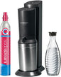 SodaStream Wassersprudler Crystal 3.0 Quick-Connect CO2-Zylinder und 1x Glaskaraffen, Silber, Schwarz/Titan, 45 cm