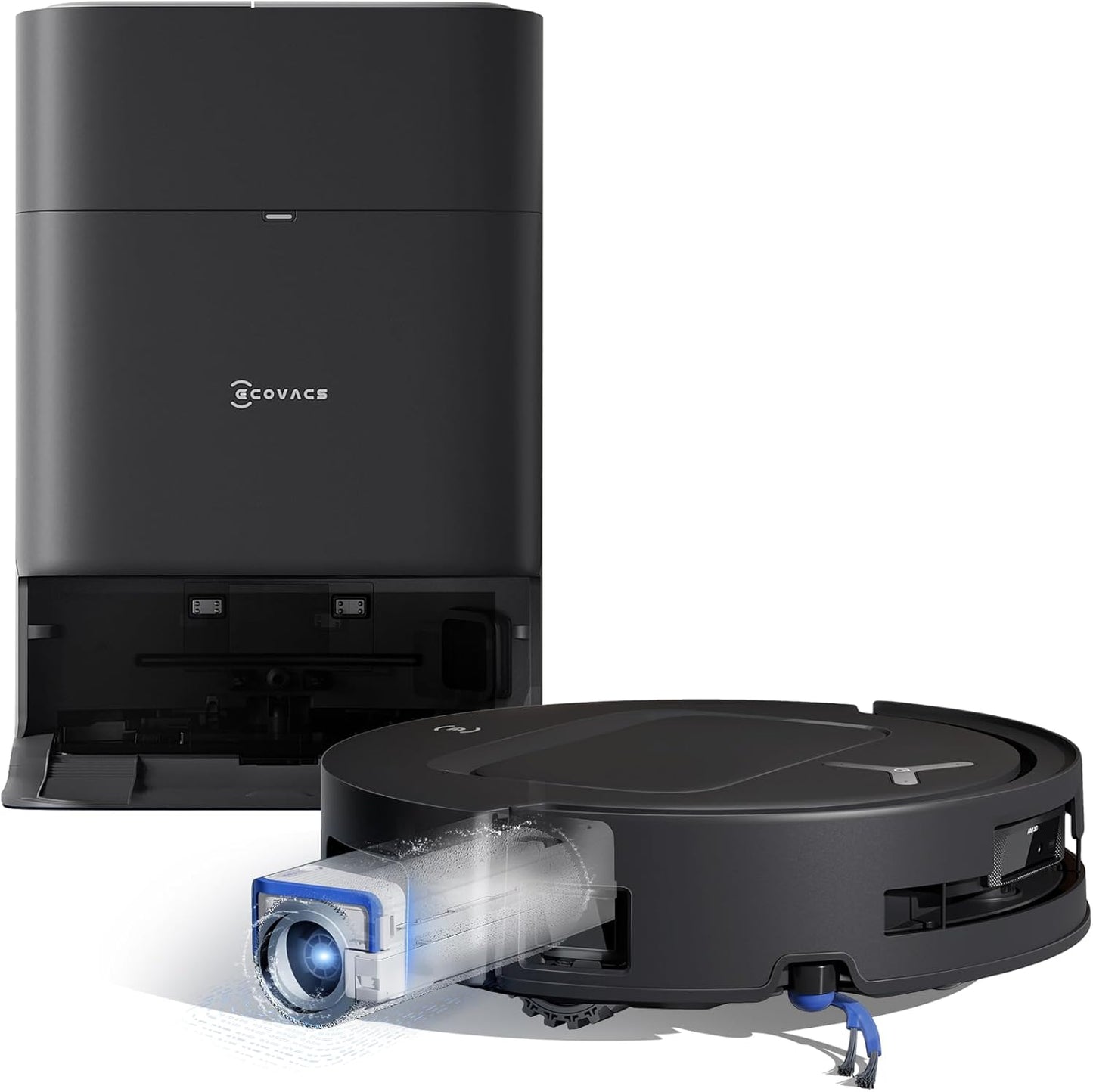ECOVACS DEEBOT T80 Omni Saugroboter mit Wischfunktion, 18.000 Pa, OZMO Roller Wischwalze mit kontinuierlicher Frischwasser-Selbstreinigung, ZeroTangle 3.0,Moppwäsche mit 40-75℃ heißem Wasser, Schwarz