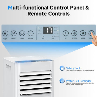 Klimaanlage Mobil 9000 BTU, LEENON Mobil Klimagerät 4 in 1 Kühlen Entfeuchten Ventilato& Schlafmodus, 2.6KW Mobile Klimaanlage mit Abluftschlauch, Fernbedienung/24h Time für Zuhause Bür bis zu 35 m²