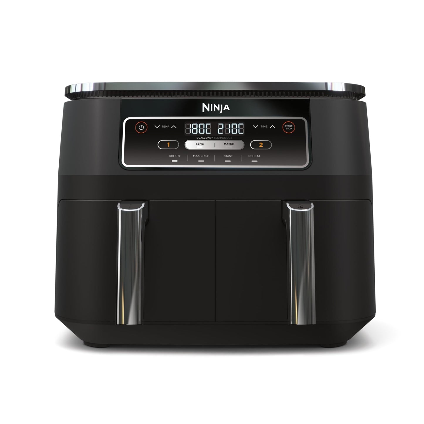 Ninja Foodi Dual Zone Digitale Heißluftfritteuse, 7,6L Airfryer, 2 Fächer, Antihaftbeschichtung, spülmaschinenfeste Körbe, 6-in-1, 4-6 Portionen, Schwarz AF300EU