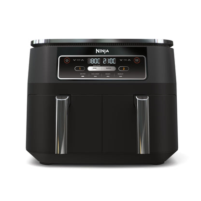 Ninja Foodi Dual Zone Digitale Heißluftfritteuse, 7,6L Airfryer, 2 Fächer, Antihaftbeschichtung, spülmaschinenfeste Körbe, 6-in-1, 4-6 Portionen, Schwarz AF300EU