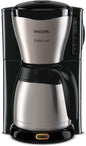Philips Café Gaia Filterkaffeemaschine – Edelstahl-Thermoskanne, Tropf-Stopp, Intensives Aroma, Automatische Abschaltung, 1.300 ml, Schwarz (HD7546/20)