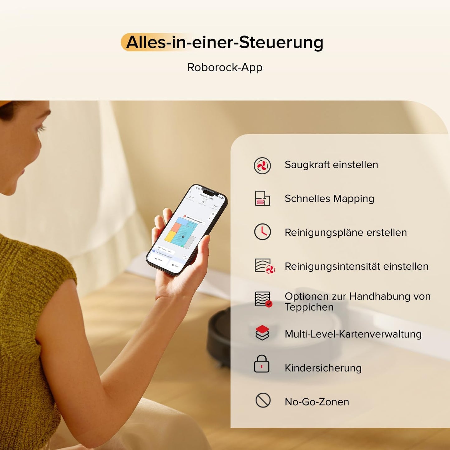 roborock Q7 M5-Set Saugroboter mit Wischfunktion, 10.000Pa Saugkraft, Dual Anti-Tangle-System, 150Min Laufzeit, LiDAR Navigation, Staubsauger Roboter für Teppich, Tierhaare, APP Steuerung (Schwarz)