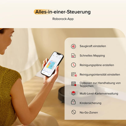 roborock Q7 M5-Set Saugroboter mit Wischfunktion, 10.000Pa Saugkraft, Dual Anti-Tangle-System, 150Min Laufzeit, LiDAR Navigation, Staubsauger Roboter für Teppich, Tierhaare, APP Steuerung (Schwarz)